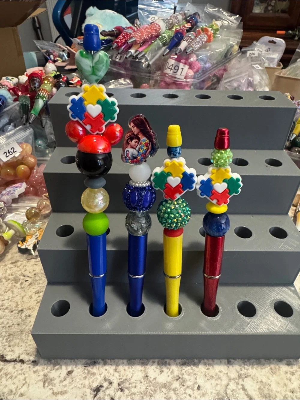 NWOT Bundle of 4 Autism Awareness Beaded Pens Handmade by Me